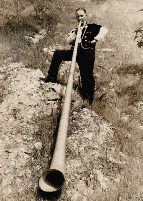Papa With 12-foot Alpenhorn, 1932