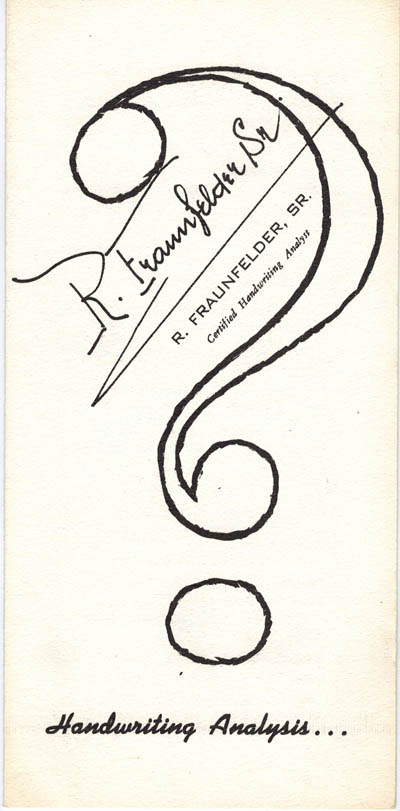 Papa Fraunfelder's Handwriting Flyer, circa 1960s