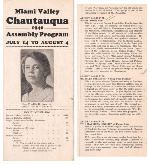 Flyer from Chautauqua Program for Miami, Ohio