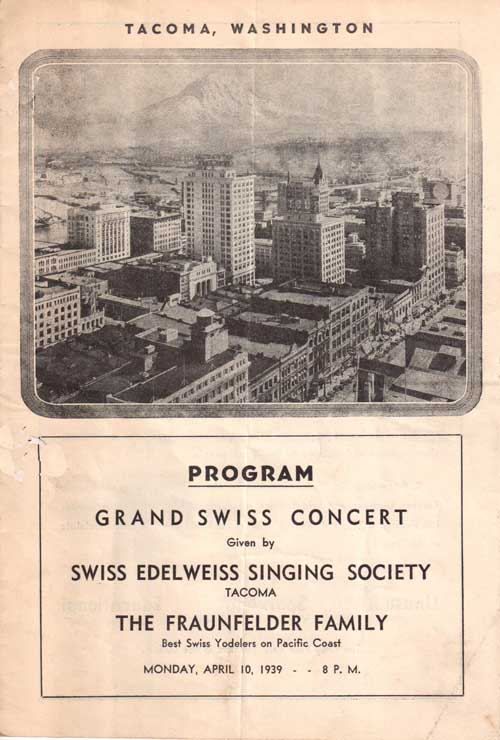 Fraunfelders at Swiss Grand Concert, Tacoma, 1939